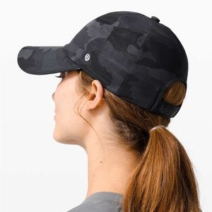 Lululemon black camo gray grey ball cap hat fast and free run camouflage